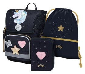 BAAGL 3 SET Ergo Unicorn Gold: aktovka, penál, sáček