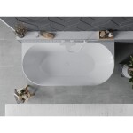 MEXEN/S - Oval Slim volně stojící vana nástěnná 170 x 80, bílá/šedá, sifon a přepad bílá 52661708062-20