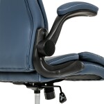 Křeslo kancelářské, tmavě modrá ekokůže, kovový kříž, kolečka na tvrdé podlahy