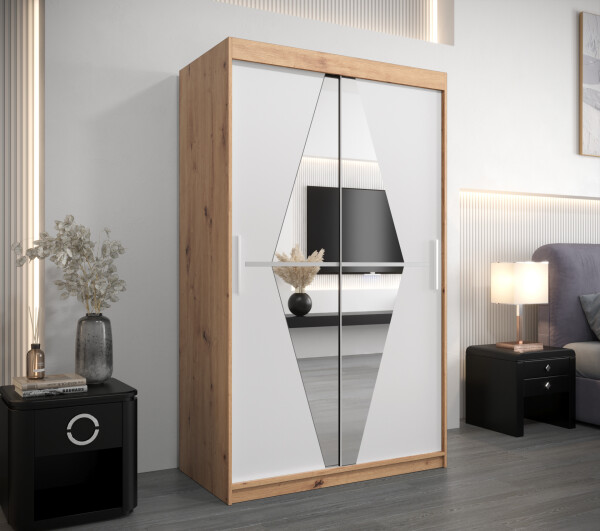 Šatní skříň Abi Bo Barva korpusu: Dub artisan, Rozměry: 120 cm, Dveře: Bílá