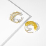 Brož s perlou a Swarovski Elements krystaly Jacinta, Zlatá