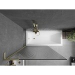 MEXEN/S - Next L vanová zástěna FIX 100 x 150, proužky, zlatá kartáčovaná 895-100-000-03-09-55