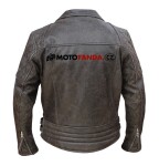 Kožený retro křivák Diamond Stonewash s vyjímatelnými CE chrániči - XL