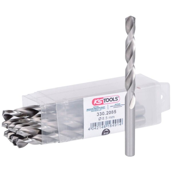 KS Tools 330.2085 330.2085 HSS-G sada spirálových vrtáku do kovu 8.5 mm Celková délka 117.0 mm Neizolované DIN 338 10 ks