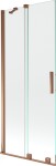 MEXEN/S - Velar Dvoukřídlá posuvná vanová zástěna 80 x 150 cm, transparent, růžové zlato 896-080-000-01-60