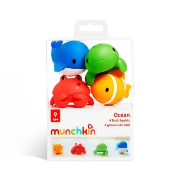 Munchkin Stříkající zvířatka do koupele, ocean, 4ks