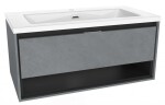 Kielle - Meara Skříňka s umyvadlem 90 cm, beton/matná černá 50026S905