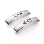 Trubičkový korálek z nerezové oceli - prohnutý - symbol muže - platinový - 36 x 10 x 8 mm - 1 ks