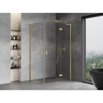 MEXEN/S - Mist-H L Duo sprchový kout dveře křídlové 80 x 105, transparent, zlato kartáčovaná 8A5L-080L-105P-55-00