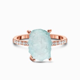 Royal Fashion prsten 14k zlato Vermeil GU-DR15554R-ROSEGOLD-AQUAMARINE-TOPAZ Velikost: 8 (EU: 57-58)