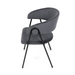 Židle jidelní, šedá látka, černá kovová noha