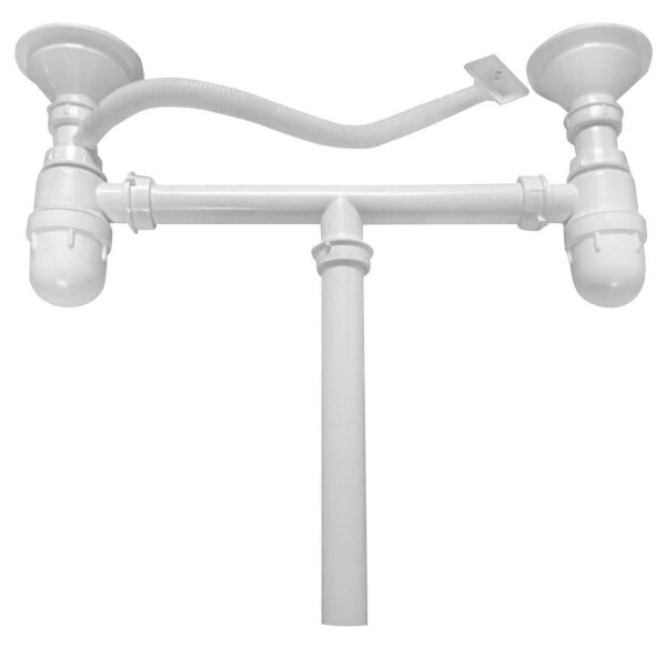 AQUALINE - Dřezový sifon pro dvojdřez, včetně pilety, bílá NDAQ211