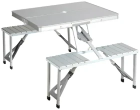 CAMPART Piknikový stůl se sezením TA-0820 / Skládací / Hliník / nosnost sedadla 100 kg / 136x86,5x67,5 cm