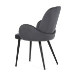 Židle jidelní, šedá látka, černá kovová noha