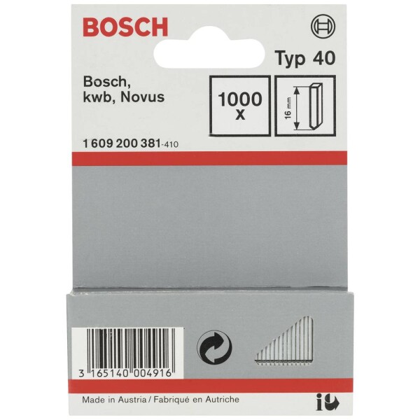 Bosch Accessories 1609200381 Typ 40 Vnější délka 16 mm 1000 ks