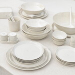 Bastion Collections Set solničky a pepřenky ve stojánku June Clay, krémová barva, keramika