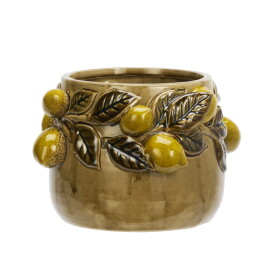 MADAM STOLTZ Obal na květiny Lemons Brown Ø 18 cm, hnědá barva, keramika