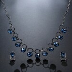 Souprava náhrdelníku a náušnic Swarovski Elements Salvia, Tmavě modrá 44 cm + 5 cm (prodloužení)
