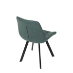 Židle jídelní, zelená látka v dekoru broušené kůže, černý kov