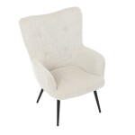 Křeslo "ušák", potah krémová látka, nohy černý kov