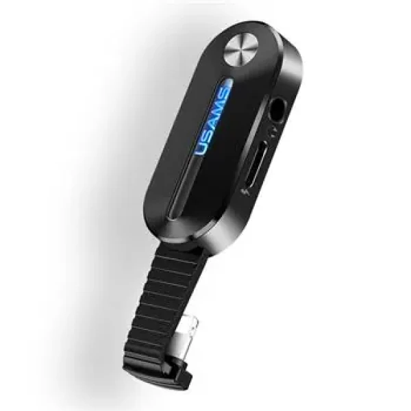 USAMS SJ358 Lightning 3.5mm+Lightning Adapter vč. LED Světla černá (6958444969664)