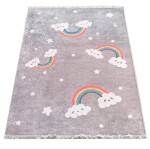 DumDekorace Koberec do dětského pokoje - šedý s duhou Šířka: 120 cm | Délka: 180 cm