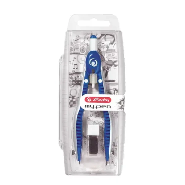 Herlitz Kružítko se zásobníkem / náhradní hroty a tuha / modro-bílá (50046768)