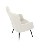 Křeslo "ušák", potah krémová látka, nohy černý kov