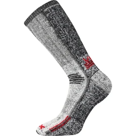 VOXX Ponožky zimní thermo ORBIT z merino vlny ŠEDÉ MELÉ S ČERVENOU 39-42 110027