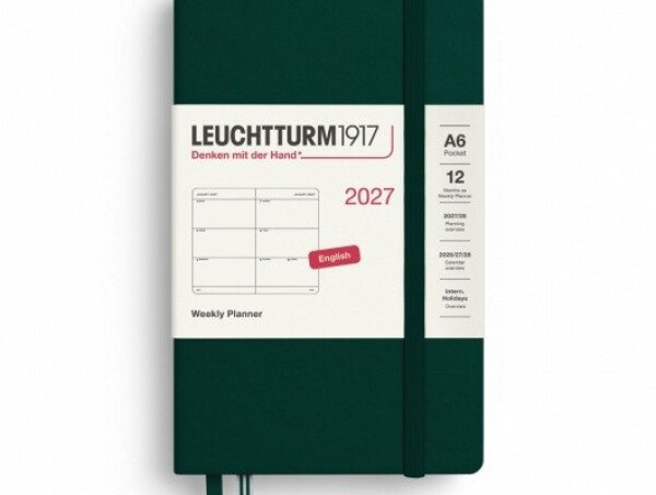 Týdenní plánovač Forest Green, Pocket A6 2027, anglicky