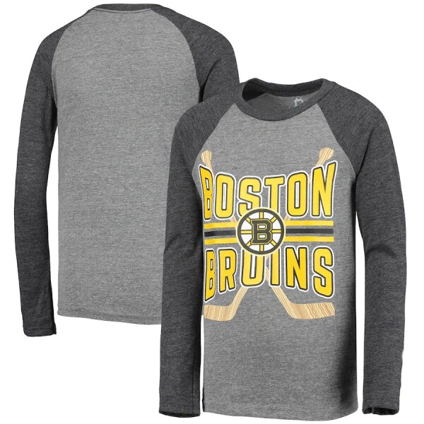 Outerstuff Dětské tričko Boston Bruins Square Up Raglan Tri-Blend dlouhý rukáv Velikost: Dětské 14 let)