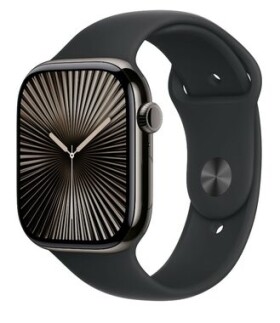 Apple Watch Series 10 GPS+Cellular 46mm Břidlicově šedé titanové tělo - Černý sportovní řemínek (S/M) / 140–190 mm (MWYD3)