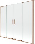 MEXEN/S - Velar L Duo dvoukřídlá posuvná vanová zástěna 180 x 150, transparent, měď kartáčovaná 896-180-003-02-65