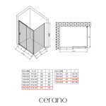CERANO - Sprchový kout Varone LINE L/P - 6 mm - černá matná, transparentní sklo - 140x90x195 - posuvný CER-DY505B-90114
