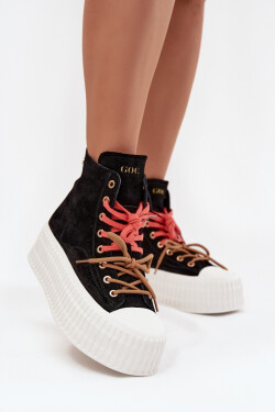 Semišové zateplené dámské tenisky na robustní platformě GOE SS2N4046 Černé 39