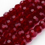Broušené korálky - průsvitné - tmavě červené - 6 mm - 10 ks