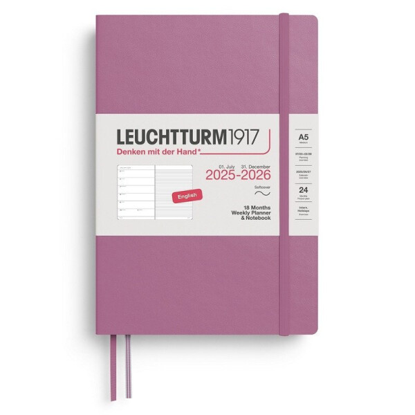 Weekly Planner & Notebook 2026 Medium (A5) 18 Months Dusty Rose