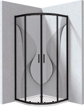 DEANTE - Funkia Evo čtvrtkruhový kout s vaničkou, 80x80 cm – vzor vlna KYPPNB88P
