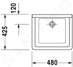 DURAVIT - Starck 3 Výlevka 480x425 mm, bez otvoru pro baterii, s WonderGliss, bílá 03134800001