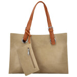 Trendy dámská koženková kabelka na rameno Valika, béžová