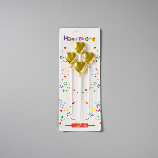 Dortová svíčka srdce zlatá 4ks