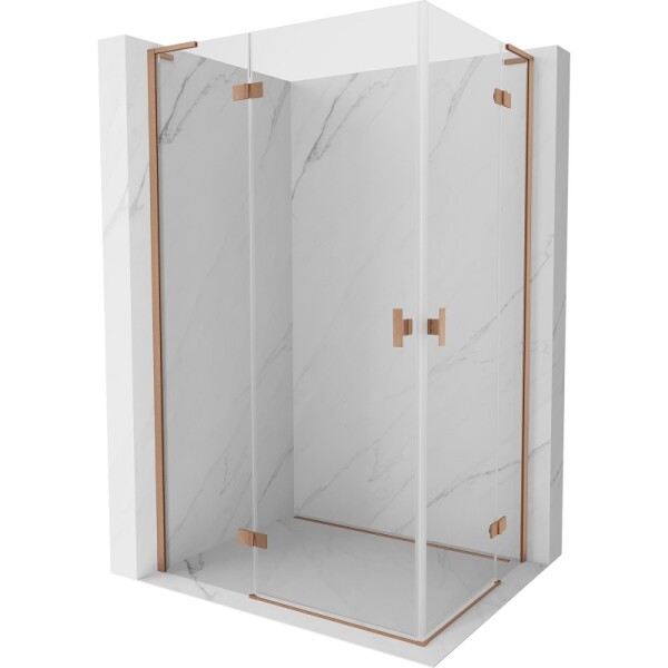 MEXEN/S - Mist-H L Duo sprchový kout dveře křídlové 95 x 75, transparent, měď kartáčovaná 8A5L-095L-075P-65-00