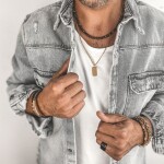 Pánský náhrdelník Fernando Gold - 6 mm tygří oko, chirurgická ocel, Hnědá 50 cm