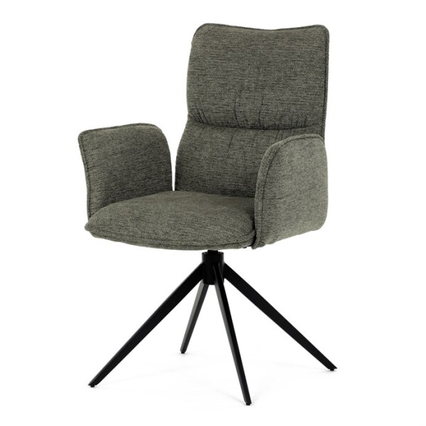 Židle jídelní, zelená látka, 360° vratný mechanismus, černý kov