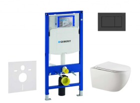 GEBERIT - Duofix Set předstěnové instalace, klozetu Gaia a sedátka softclose, tlačítko Sigma30, matná černá/černá SANI11CA5106