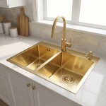 REA - Ocelový dřez Toby BRUSH GOLD bez kuchyňské baterie ZLE-06415