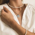 Perlový choker náhrdelník Emilie - chirurgická ocel, sladkovodní perla, Stříbrná 36 cm + 3 cm (prodloužení)