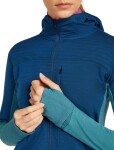 ICEBREAKER Wmns 300 RealFleece Descender LS Zip Hood, Topaz/Atlantis/Cb velikost: S