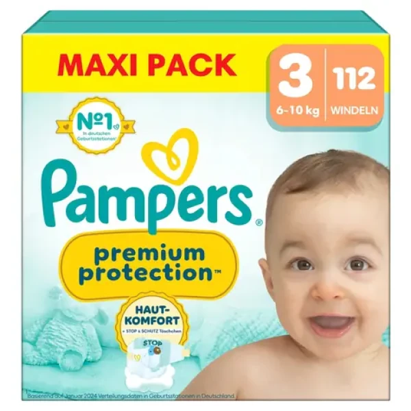 Pampers Premium Protection Midi 6-10 kg (112 ks) / plenkové kalhotky / velikost 3 (6-10 kg) (8700216664585)