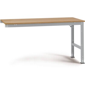 Manuflex AU6085.9006 Pracovní Přístavný stůl Univerzální standardní s multiplex deska, Šxhxv = 1750 x 800 x 760-870 mm hliníkově stříbrná